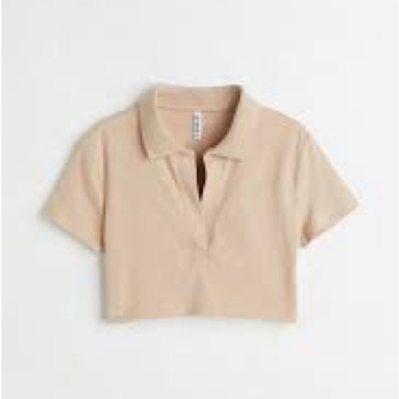 ❤️ H&M Divided Beige Cropped Top Large NWOT - Picture 1 of 5